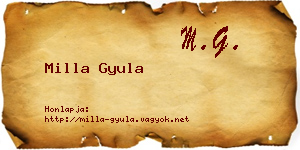Milla Gyula névjegykártya